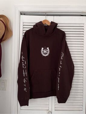 Men's Dark Brown Graphic Hoodie with Eye Emblem